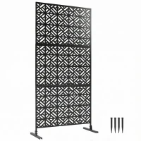 Outsunny Panneau Brise Vue décoratif Extérieur Claustra Décoratif Jardin 3 Panneaux à motif géométrique métal 92x40x192cm Noir(m-11)