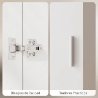 HOMCOM Armario Dormitorio Moderno Armario Ropero con Barra para Colgar Cajón Estante Superior 40x52x170 cm Blanco(m-6)