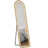 HOMCOM Ganzkörperspiegel, 150 x 40 cm, Freistehender Spiegel mit dimmbaren LED-Lichtern für Wohnzimmer, Schlafzimmer(m-12)