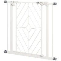 PawHut Pressure Fit Stair Gate, Dog Gate, with Auto Closing Door, Double Locking, Easy Installation, Openings 74-80cm - White(m-11)