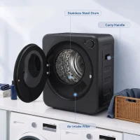 HOMCOM 4kg Front Load Laundry Dryer, Portable Clothes Dryer with 2 Power Modes, 400W/800W, Black(m-7)