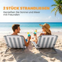 Outsunny Sonnenliege klappbar Gartenliege mit Kopfkissen Liegestuhl mit 5-Fach verstellbare Rückenlehne Tragetasche Hellgrau(m-4)
