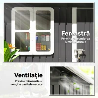 Outsunny Căsuță de Grădină 2,55m² din Oțel Zincat cu Kit de Fundație, Ușă Blocabilă, Acoperiș Înclinat, Gri(m-6)