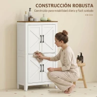 HOMCOM Armario de Baño Estrecho con Puertas Tipo Granero 4 Estantes y Estantes Ajustables 60x30x110 cm Blanco(m-6)