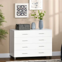 HOMCOM Cómoda con 4 Cajones de Dormitorio con Patas Cajonera de Estilo Moderno para Salón Entrada 112x38,2x81 cm Blanco(m-10)