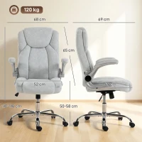 HOMCOM Silla de escritorio Ergonómica con Respaldo Alto Reposabrazos Abatibles Asiento con Muelles Altura Ajustable Crema(m-3)