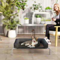 PawHut Elevated Dog Bed with Removable Bolsters, Raised Dog Bed for Small Breeds, Portable Indoor & Outdoor Pet Cots, Black(m-9)