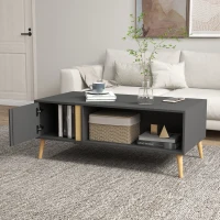 HOMCOM Coffee Table for Living Room, Modern Centre Table with Storage Compartments and Cabinets, Rectangular Side Table, 115x 58x 45cm, Grey(m-7)