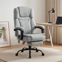 HOMCOM Hochlehner Massage-Bürostuhl mit Vibration, Wärmefunktion, verstellbarer Rückenlehne, Fußstütze, Fernbedienung, grau(m-10)