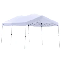 Outsunny Gazebo Pieghevole 6x3m, Richiudibile e Pop up da Giardino in Acciaio e Tessuto Bianco, per Eventi o Campeggio con Borsa da Viaggio(m-1)