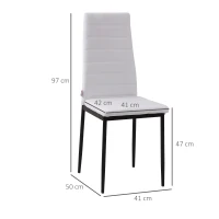 HOMCOM Lot de 4 chaises de salle à manger chaises de cuisine avec dossier haut pieds en métal et tissu en lin 41x50x97cm blanc(m-3)