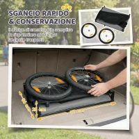 PawHut Rimorchio Bici per Cani Taglia Media Pieghevole in Metallo e 600D Oxford Copertura Sfoderabile, Grigio(m-4)