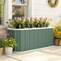 Outsunny Hochbeet Metall 136 x 53 x 61 cm Tief Gartenbeet mit Schutzkanten Pflanzenetiketten Handschuhe Offenem Boden(m-2)