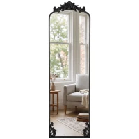 HOMCOM Floor Mirror, 50 x 160 cm Full Length Mirror with Baroque Metal Frame for Bedroom, Living Room, Dressing Room, Black(m-13)
