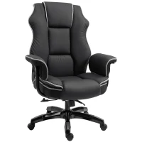 Vinsetto Bürostuhl, Ergonomisch Schreibtischstuhl mit Liegefunktion, Drehfunktion, Höhenverstellbar Computerstuhl für Home-Office, Kunstleder, Schwarz(m-1)