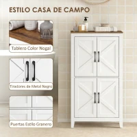HOMCOM Armario de Baño Estrecho con Puertas Tipo Granero 4 Estantes y Estantes Ajustables 60x30x110 cm Blanco(m-5)
