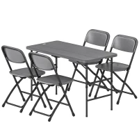 Outsunny Conjunto de Mesa y Sillas Jardín con Mesa Plegable Ajustable de 55 a 74 cm y 4 Sillas Plegables para Terraza Gris(m-11)