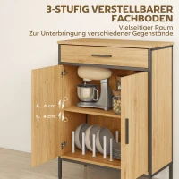 HOMCOM Badezimmerschrank, zweistufige Regale, große Schublade, Industriestil, Eichenoptik(m-5)