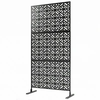 Outsunny Panneau Brise Vue décoratif Extérieur Claustra Décoratif Jardin 3 Panneaux à motif géométrique métal 92x40x192cm Noir(m-12)