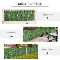 Outsunny 2-Piece Artificial Leaf Hedge Screen Privacy Fence Panel for Garden Outdoor Indoor Decor, Dark Green, 3M x 1M(m-5)