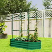 Outsunny Galvanised Raised Garden Bed with Arched Trellis, 4 x 2 x 4.6ft Metal Raised Bed for Garden with Open Bottom, Green(m-10)