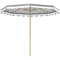 Outsunny Parasol de jardin extérieur parasol inclinable octogonal avec manivelle toile 180 g/m² Ø 2,7 x 2,4 m gris clair(m-12)