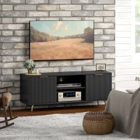 HOMCOM Modern TV Stand Cabinet for TVs up to 55", TV Unit with 2 Open Shelves and 2 Cabinets, Entertainment Centre with Cable Management for Living Room, Black(m-10)