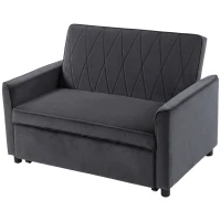 HOMCOM 2 Seater Sofa Bed, 3-in-1 Convertible Pull Out Sleeper Sofa with Click-Clack Adjustable Backrest, Dark Grey(m-15)