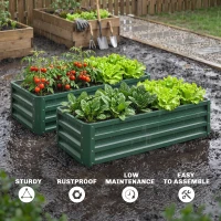 Outsunny Set of Two 110 x 50 cm Steel Planter Boxes - Green(m-7)