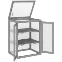 Outsunny Gewächshaus, Treibhaus, transparent, geeignet für Außenbereiche, Holz+Polycarbonat, 58 x 44 x 78cm(m-11)