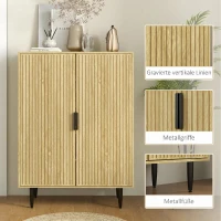 HOMCOM Pantofar Compact pentru 15 Perechi de Pantofi, cu 4 Rafturi Reglabile, 80x38x110cm, Stejar(m-6)