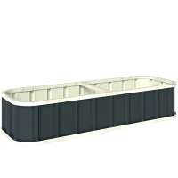 Outsunny Jardinière surélevée en acier galvanisé, lit de jardin avec gants et bords pliés, 165 x 52 x 31 cm, gris foncé(m-1)