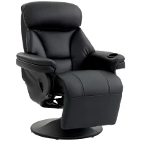 HOMCOM Upholstered Reclining Armchair, Manual Recliner Chair with Footrest and Adjustable Backrest, Black(m-1)
