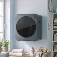 HOMCOM Mini Secadora de Roupas 4 kg com 5 Programas até 60 ℃ 800 W/400 W Secadora de Exaustão com Tambor em Aço Inox Cinza(m-6)