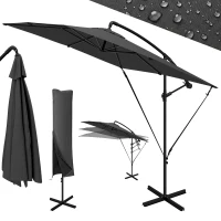 Outsunny Umbrelă Reglabilă cu Bază, 247x247 cm, Gri Închis(m-12)