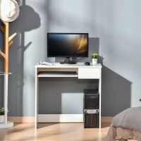 HOMCOM Bureau d'Ordinateur, 80 x 45 x 75 cm, Bureau avec Rangement, Plateau pour Clavier et Tiroir, Blanc(m-10)