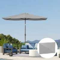 Outsunny Telo per Ombrellone Rettangolare 3x2 m con Presa d'Aria Superiore, in Poliestere 180 g/m², Grigio Chiaro(m-8)