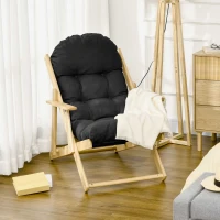 HOMCOM Fauteuil Chaise de Salon Pliable et inclinable en Bois Fauteuil Relax Confortable avec Coussin capitonné épais(m-2)