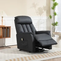 HOMCOM Poltrona Elétrica com Função de Elevação, Poltrona para TV, Poltrona com Assistência para Levantar, Função Reclinável, Couro Sintético, 80 x 94 x 104 cm, Preto(m-6)