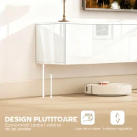 HOMCOM Dulap TV suspendat până la 75" cu uși cu deschidere prin apăsare, 180x33x30 cm, alb lucios(m-4)