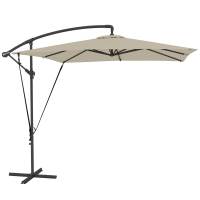 Outsunny Umbrelă Reglabilă, cu Manivelă, 247x247 cm, Bej