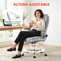 HOMCOM Silla de escritorio Ergonómica con Respaldo Alto Reposabrazos Abatibles Asiento con Muelles Altura Ajustable Crema(m-9)