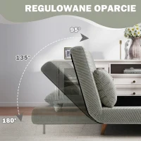 HOMCOM Sofa do spania, Łóżko dla gości, 3-stopniowa regulacja oparcia, Wygląd lnu, do 120 kg, 141 x 90 x 81 cm, Szary(m-5)