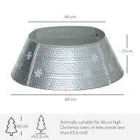 HOMCOM Falda para Árbol de Navidad de Metal Impermeable Decoración para para Fiestas Hogar 66x66x23 cm Plateado(m-3)