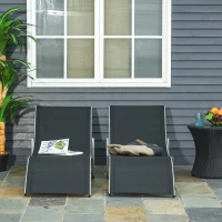 Outsunny Set 2 sezlonguri de Gradina Pliabile, sezlong pentru Plaja din Aluminiu si Textilen, 61x165x63 cm(m-2)
