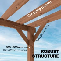 Outsunny 3 x 3 m Wooden Pergola Kit, Garden Pergola Gazebo Grape Trellis with Triangle Supports, Maple Wood-effect(m-4)