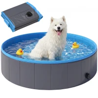 PawHut Faltbarer Hundepool für Große und Mittelgroße Hunde, mit Anti-Rutsch-Boden für Enten, Innen- und Außen, 120x30cm(m-12)