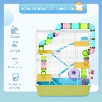 PawHut Cusca mare pentru hamsteri , refugiu pentru gerbili pe 5 niveluri, 59 cm x 36 cm x 69 cm, albastru deschis(m-6)