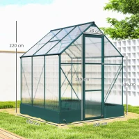 Outsunny Serra da Giardino in Policarbonato e Alluminio con Finestre e Base Inclusa, 190x190x220 cm(m-3)