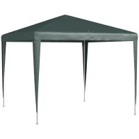 Outsunny Gazebo da Giardino 2.7x2.7 m con Picchetti e Corde, Telaio in Acciaio e Rivestimento in PE, Verde Scuro(m-1)